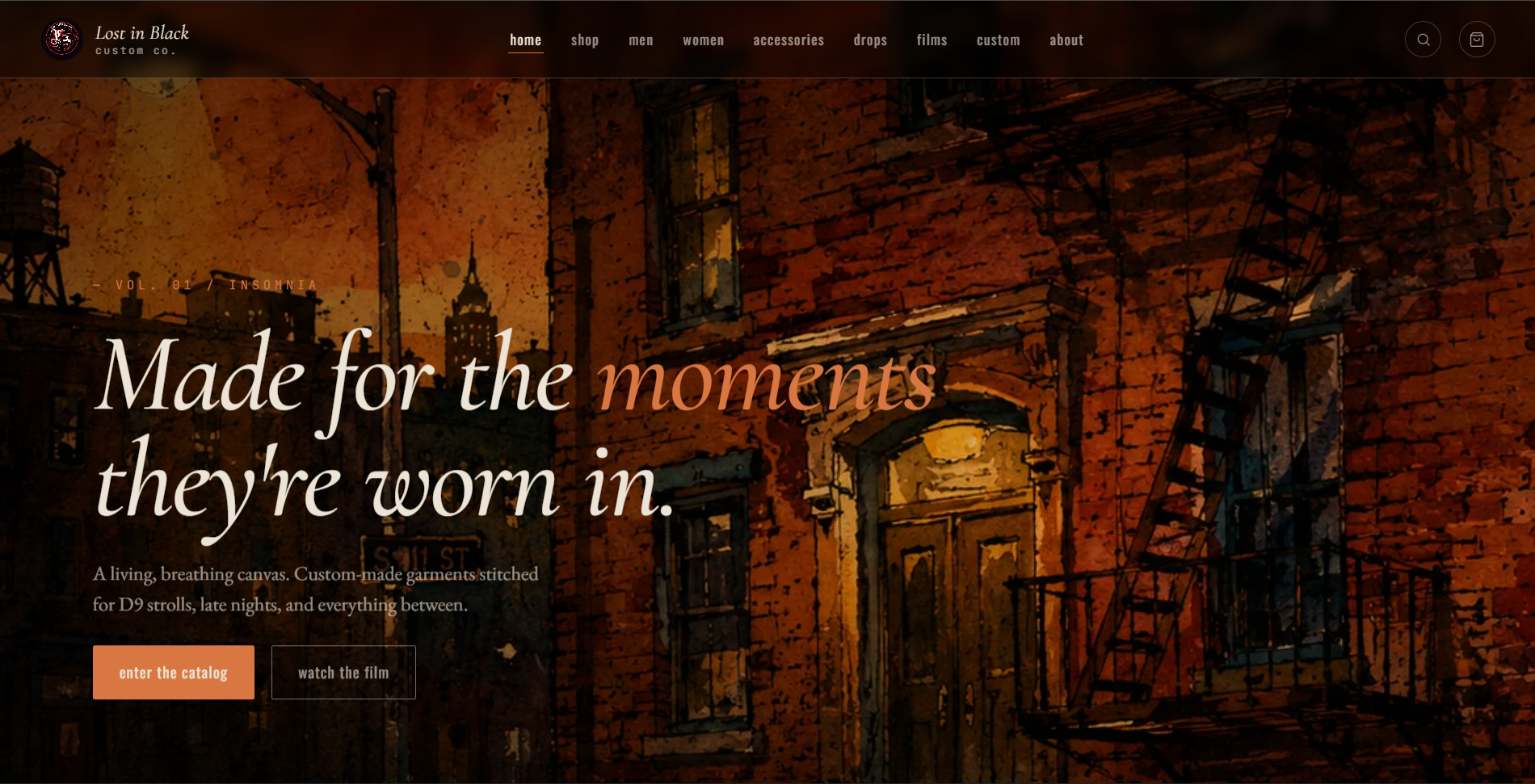 Lost in Black Custom Co. website